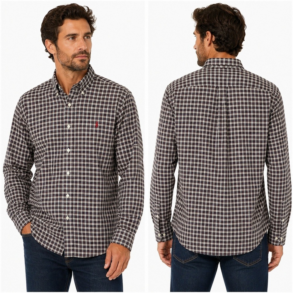 Ralph Lauren Plaid Cotton Button Up Shirt size XL Red Blue